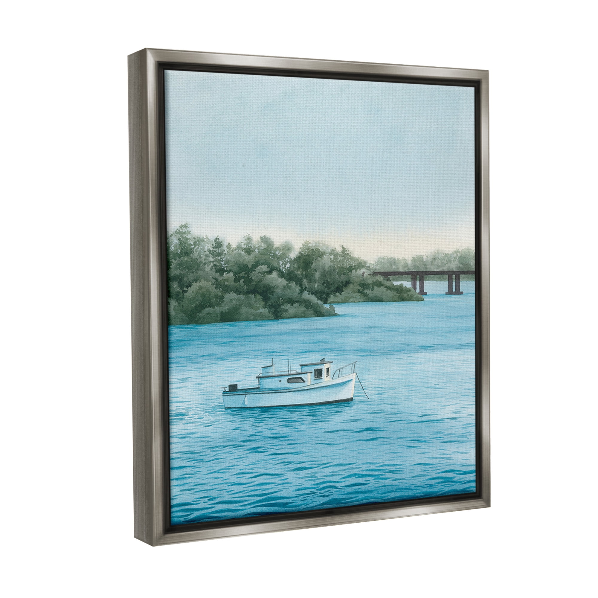 Stupell Industries Traditional Boating Seascape Transportation Photography Gray Floater Framed Canvas Art Print Wall Art, 25 x 31