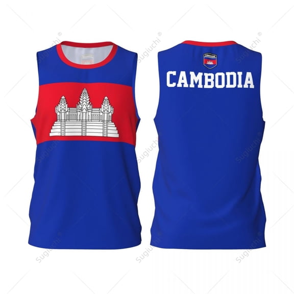 Cambodia Flag Men Basketball Sports Jersey Running Fitness Multifunction Sleeveless tshirt Exclusive Custom Name Nunber