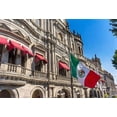thumbnail image 2 of Perry, William 18x14 White Modern Wood Framed Museum Art Print Titled - Mexican Flag Major Shopping Street Government Buildings Hotel Zocalo-Puebla-Mexico, 2 of 4