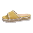 thumbnail image 6 of Rokment Women's Boho Espadrilles Platform Beach Slides Sandals 2026 Summer Casual Ethnic Retro Stitching Suede Open Toe Chunky Footbed Slip on Dress Slippers for Woman Yellow Size 8.5, 6 of 7