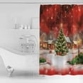 thumbnail image 2 of Christmas Shower Curtain, 72" x 72", Red View Christmas Tree Hut Light Golden Snowflakes Waterproof Bathroom Curtain Washable Shower Curtain Set with 12 Hooks, 2 of 6