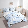 thumbnail image 2 of spefrowx Cute Soccer Print Full Size Bedding Sets for Girls, Blue Bow Word Full Size Bed in a Bag, Reversible, 7pcs, 2 of 6