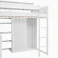 thumbnail image 2 of White Wood Twin Size Loft Bed Offering Multiple Storage Shelves & a Spacious Wardrobe, 2 of 15