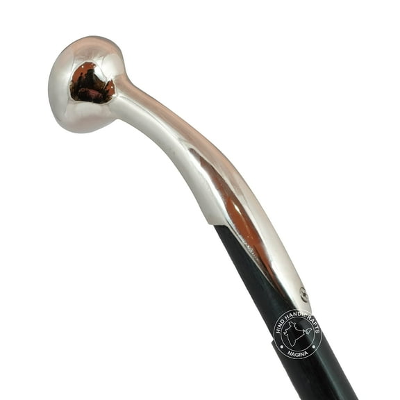 Decorative Victorian Canes and Walking Sticks for Men & Women - 36" Brown Ebony Brass Handle Unisex Derby Foldable Cane | Hind Handicrafts (36 inch, Silver)