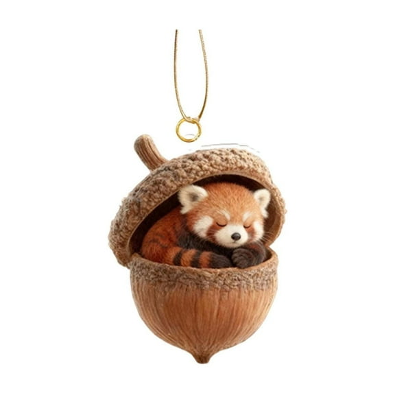 Forest Animal Acorn Ornaments Cozy Forest Christmas Ornaments, Acrylic Cute Forest Animal Christmas Trees Hanging Decorations,Rustic Nature-Themed Home Decor, Animal Lovers Gift Series C-8PC