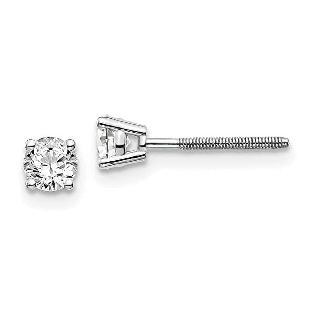 14K White Gold .40ct SI3 G-I Diamond Stud Thread On and Off Post Earrings