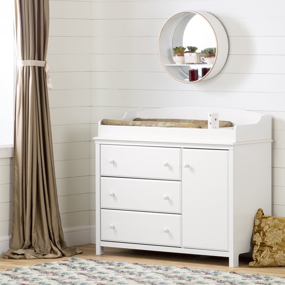 South Shore Cotton Candy Changing Table with Station for Infant, in Pure White