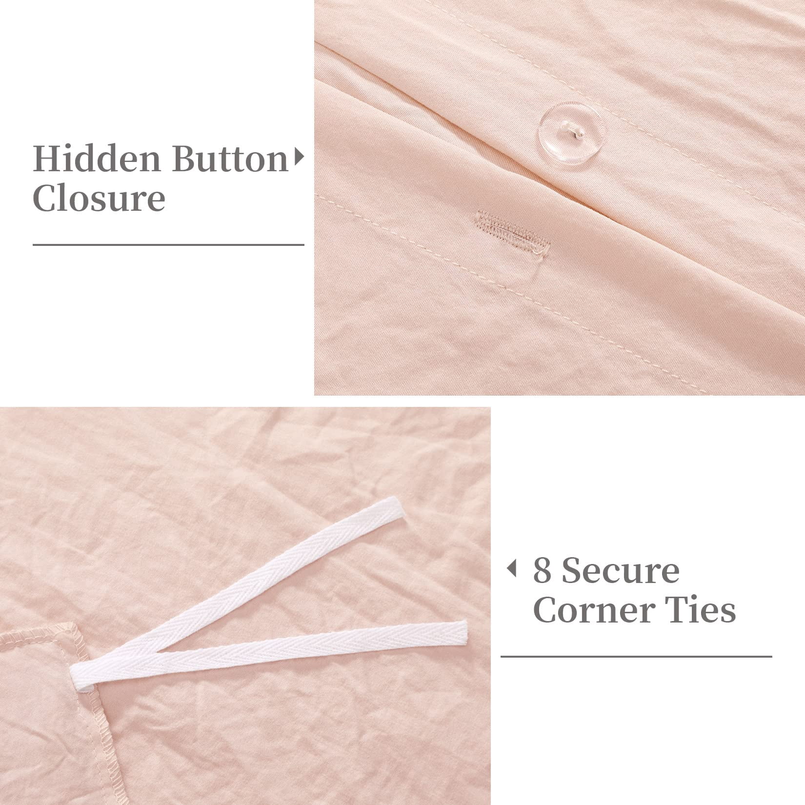Ruffle Duvet Cover King Size, 3PCS Soft Washed Microfiber Vintage French Country Duvet Cover Set with Button Closure, Pink, 104x90 in