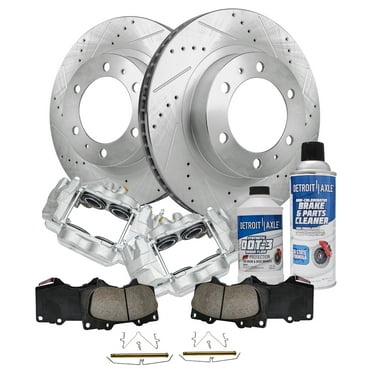 Detroit Axle - 8pc Front Drilled Slotted Brakes and Rotors Brake Pads Brake Calipers for 2005-2021 Toyota Tacoma 2003-2009 Toyota 4Runner 2007-2014 FJ Cruiser Replacement