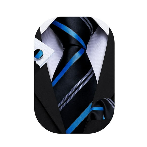 Set de Corbatas de Seda para Hombre Barry.Wang Negocios Raya Azul Real