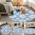 thumbnail image 5 of Blue Daisy Round Area Rug 4Ft Washable Circle Rugs for Bedroom Dining Room, Spring Floral Elegant Pastoral Botanical Non-Slip Carpet Floor Mats Indoor Outdoor Carpet Runner Aesthetic Home Decor, 5 of 8