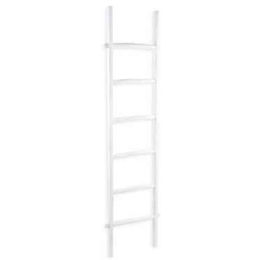 76" White Six Step Solid Wood Decorative Ladder