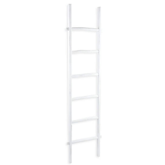 76" White Six Step Solid Wood Decorative Ladder