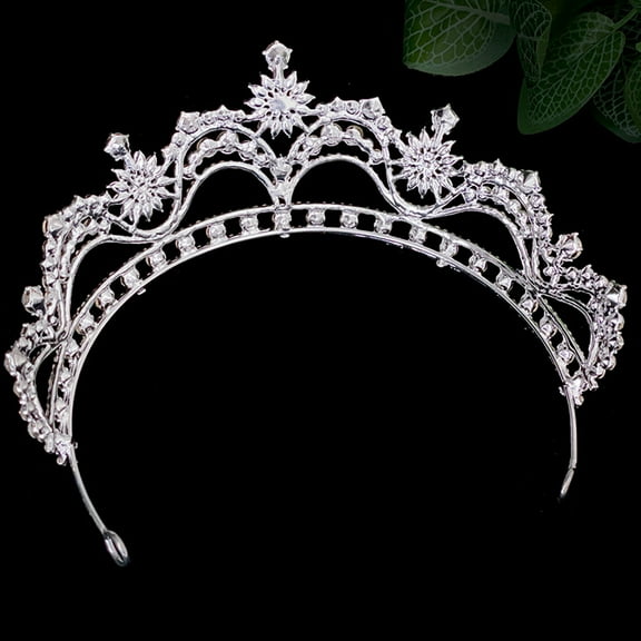 IDEANATEGRATE Crown Headband for Women Bridal Crown Zinc Alloy Rhinestones 1Set for Parties