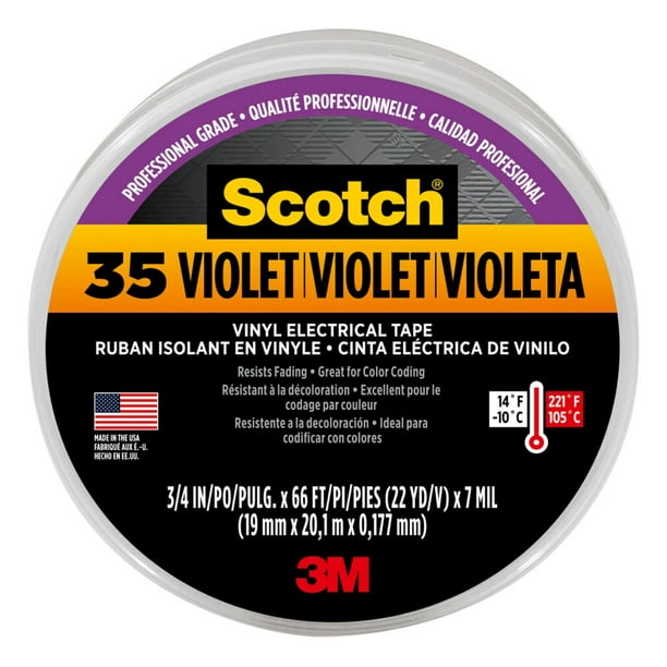 Cinta adhesiva Scotch 3M de vinilo con codificación de colores, color violeta, 20 m