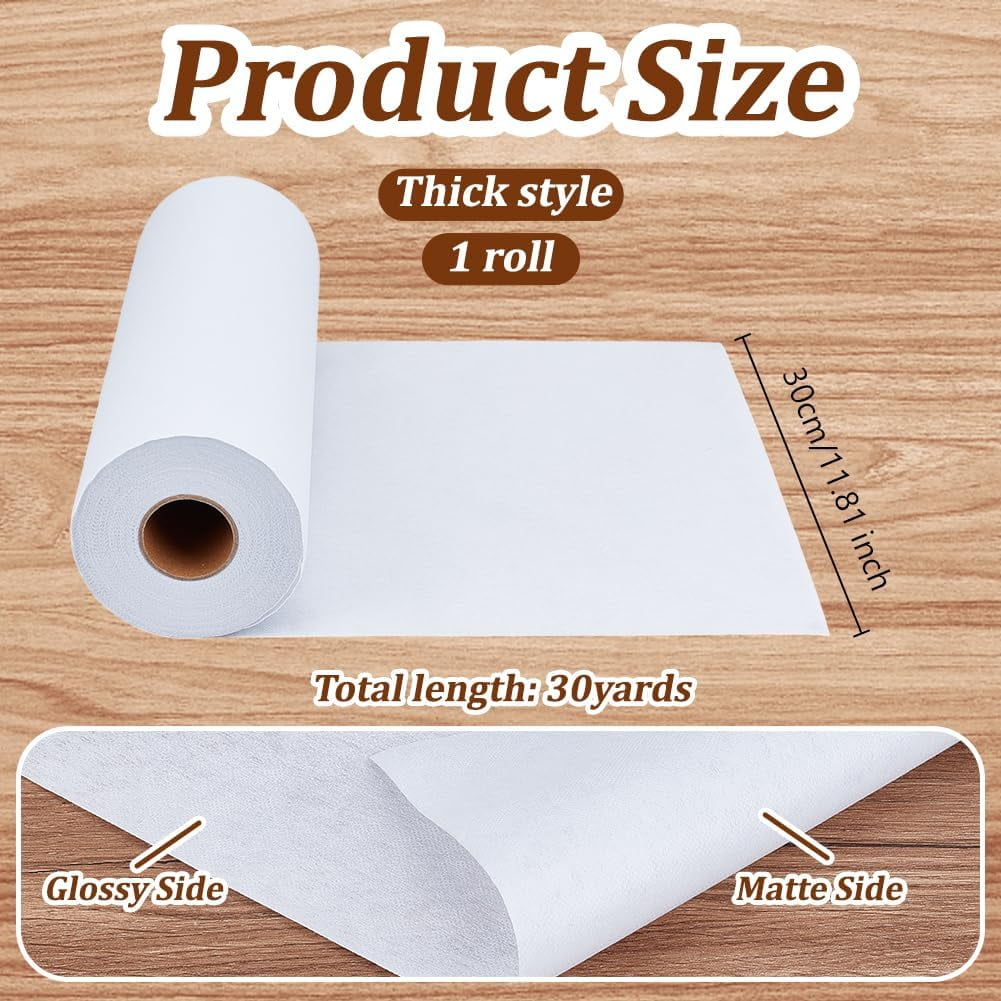 1 pc Heavy Weight 55g/㎡ White Iron-On Fusible Interfacing 11.81 Inch x 30 Yards Non-Woven Interfacing Iron On Single-Sided Interfacing Non-Woven Apparel Interfacing for Sewing DIY Crafts Supplies