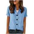 thumbnail image 4 of Yievot Womens Button Down Shirts Short Sleeve Loose Casual Tops Ladies Summer Blouses, 4 of 5