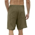 thumbnail image 4 of Miluxas Mens Cotton Linen Flat Front Shorts Clearance Button Up Closure Regular Fit Summer Beach Shorts Army Green 10(XL), 4 of 6