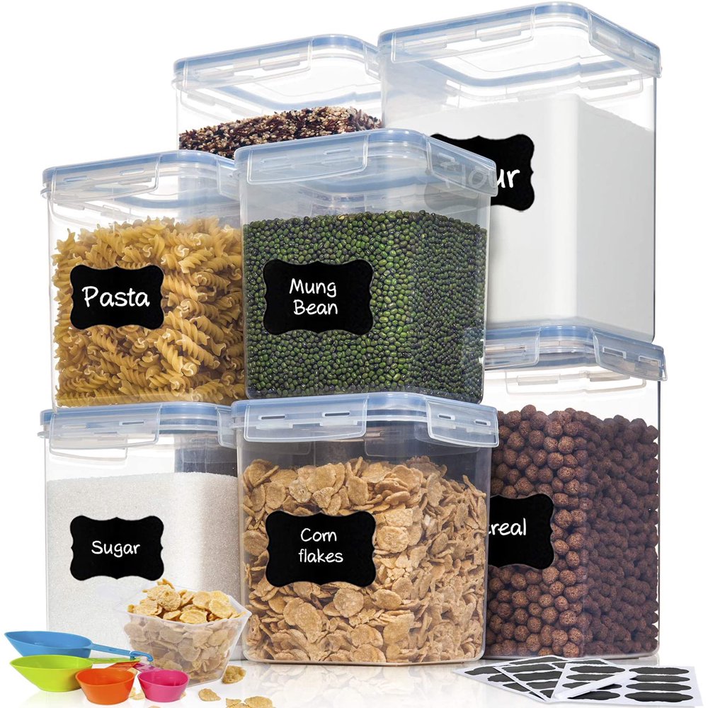 HOOJO Airtight Food Storage Containers with Lids, 8 Piece Large Flour and Sugar Containers, BPA