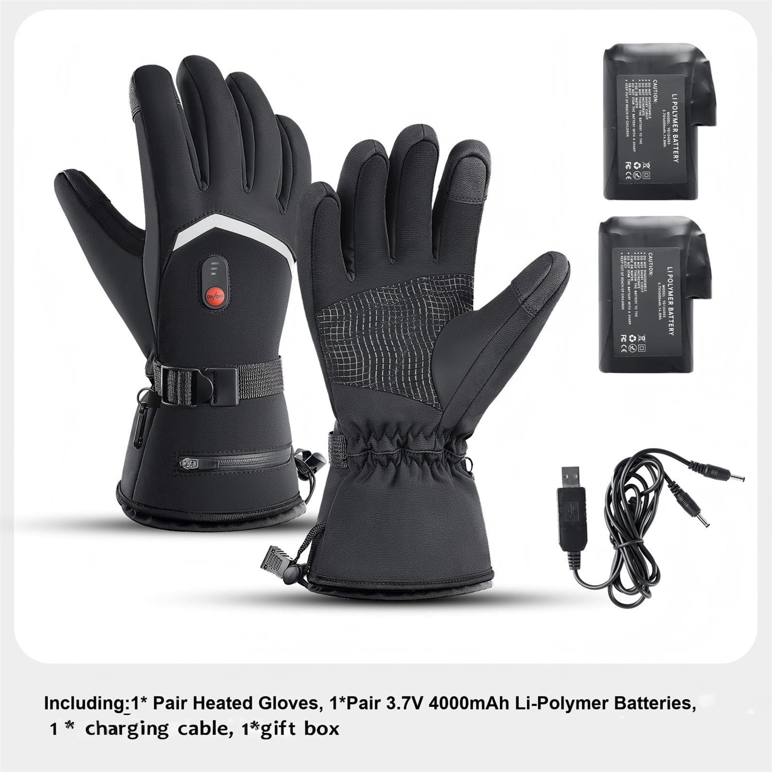 Heated Gloves for Men Women, Rechargeable Electric Heated Leather Skiing and Snowboarding Gloves