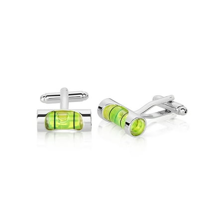 Coastal Jewelry High Polished Finish Silver Tone Level Cufflinks (8mm)