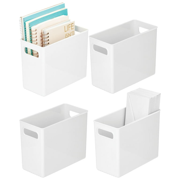 mDesign Tall Plastic Storage Organizer Container Bin, Office Organization  for Filing Cabinet, Cupboard, Shelves, and Desk - Holds Notepads, Pens