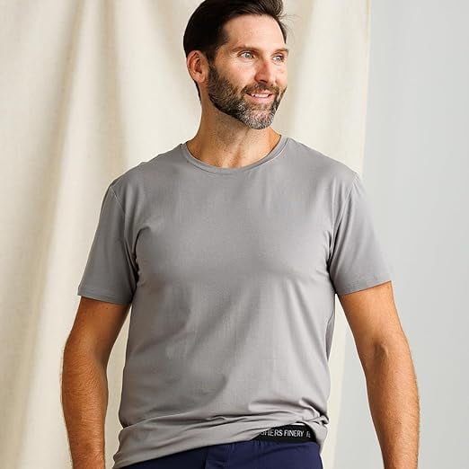 Fishers Finery Men's Tagless Crew Neck Comfort Stretch Undershirt