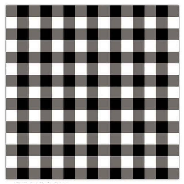 Square luncheon napkin with black and white buffalo check pattern, 3-ply, part of a 20 pack set.