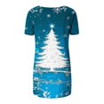 thumbnail image 5 of Jienlioq T-Shirts Courts pour Femmes Mode Décontractée Imprimé de Noël Manches Courtes Raglan devant et Long derrière Col en V, 5 of 5