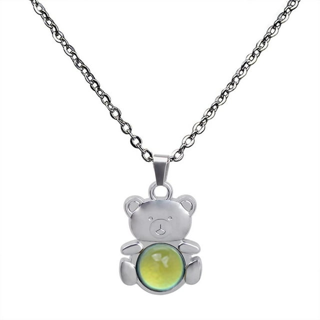Collier d'Humeur Collier Changeant de Couleur Pendentif en Forme d'Ours Bijoux de Dame pour Fête