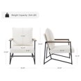 thumbnail image 2 of Fabric Accent Chair, Upholstered Single Sofa Chair with Metal Frame, Modern Living Room Chair with Wooden Armrests and Cushion Back, 1Pcs, White, 2 of 7