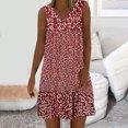 thumbnail image 2 of Uaswgudfs Sleeveless V-Neck Floral Print Midi Dress - Casual Summer Dresses for Women 2025 with Lightweight Breathable Fabric Red XL, 2 of 5
