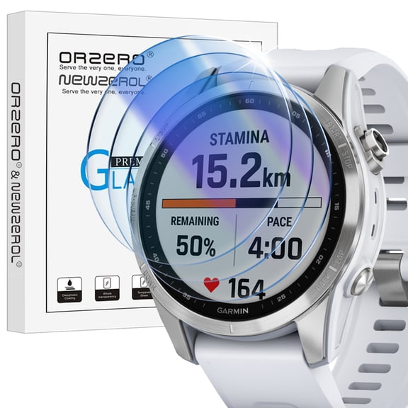 (3 Pack) Orzero Compatible for Garmin Fenix 7S 42mm (Not for Fenix 7, Fenix 7X) Smartwatch Screen Protector, Tempered Glass 2.5D Arc Edges 9 Hardness HD Bubble-Free (Lifetime Replacement)