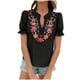 thumbnail image 1 of Vestidos Casuales Para Mujer, Blusas De Mujer De Moda Suéter de manga corta con cuello en V y bordado de lino sintético para mujer, top de moda, 1 of 5