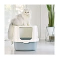 thumbnail image 3 of HANAMYA Flip-Top Jumbo Cat Litter Box with Scoop, Front Entry and Top Exit, White&Gray, 3 of 10