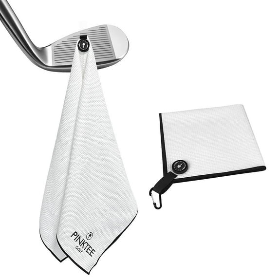Magnetic Golf Towel, White 18x18'' Microfiber Golf Towel Golf Gifts for Men Women Strong Hold to Golf Carts or Clubs