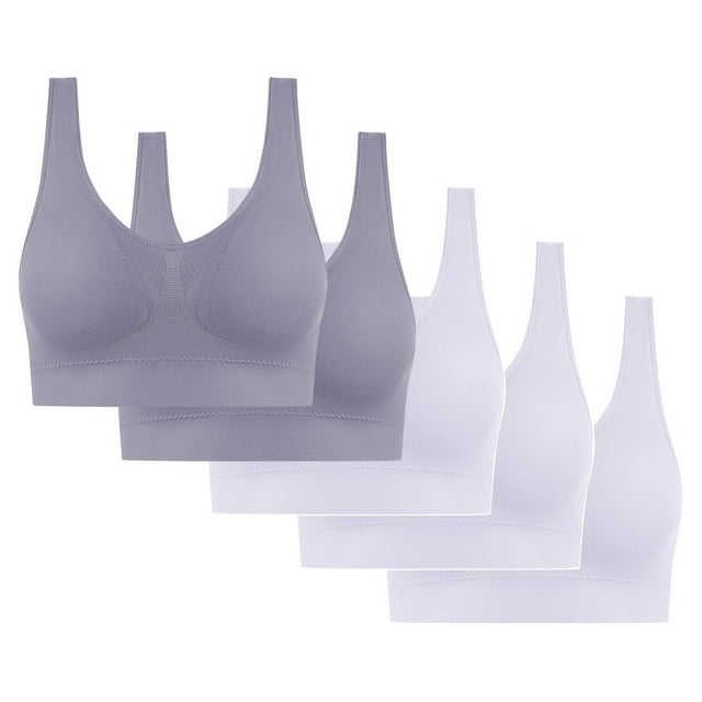 5PC Women's High Impact Sports Bra - Seamless Wireless Support | Comfortable Workout Bralette with Pad Insert Slots