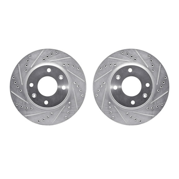 Dynamic Friction Company Front Brake Rotors-Drilled and Slotted-Silver 7002-03029