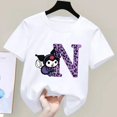 thumbnail image 1 of Kuromi-Camiseta de manga corta para niños, A-Z con letras de Anime Sanrio, ropa suave con corazón femenino, regalo de cumpleaños Kawaii, 1 of 7