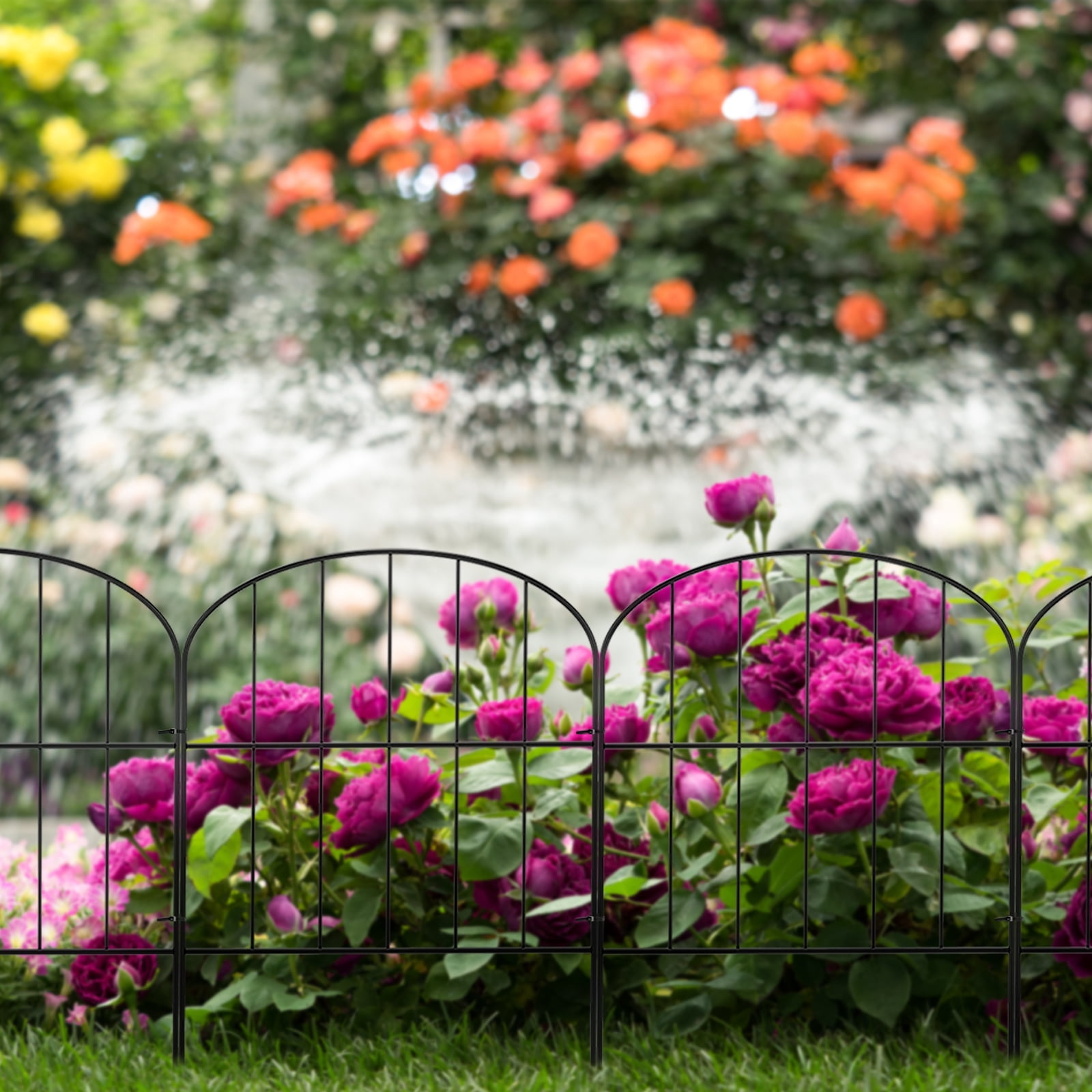 Oumilen 16.5" (H) x 10FT (L) Metal Decorative Garden Fence Outdoor Patio Barrier Compact Spacing
