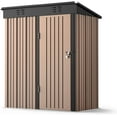 thumbnail image 3 of Lofka Outdoor Storage Shed,5'x 3' Metal Garden Shed with Single Lockable Door, All-Weather Galvanized Steel, Compact Space Saver for Garden Tools| Patio,  Brown(Cobertizo de almacenamiento), 3 of 10