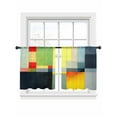 thumbnail image 2 of Abstract Art Sheer Curtains 45 Inches Long 2 Panels Color Block Modernism Collage Art Light Filtering Semi Sheer Window Curtains Drapes for Bedroom Living Room 52"x45", 2 of 7