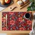 thumbnail image 2 of Red Boho Floral Placemats Set of 6, Vintage Southwestern Ethnic Tribe Botanical Placemats for Dining Table, Place Mats for Kitchen Tabletop, Waterproof Wipeable Dining Table Mats Set, 2 of 9