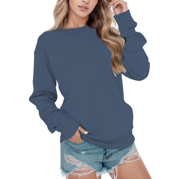 Gibobby Sudaderas para mujer Sudadera sin Botones Sudadera para Mujer(Marina,XL)