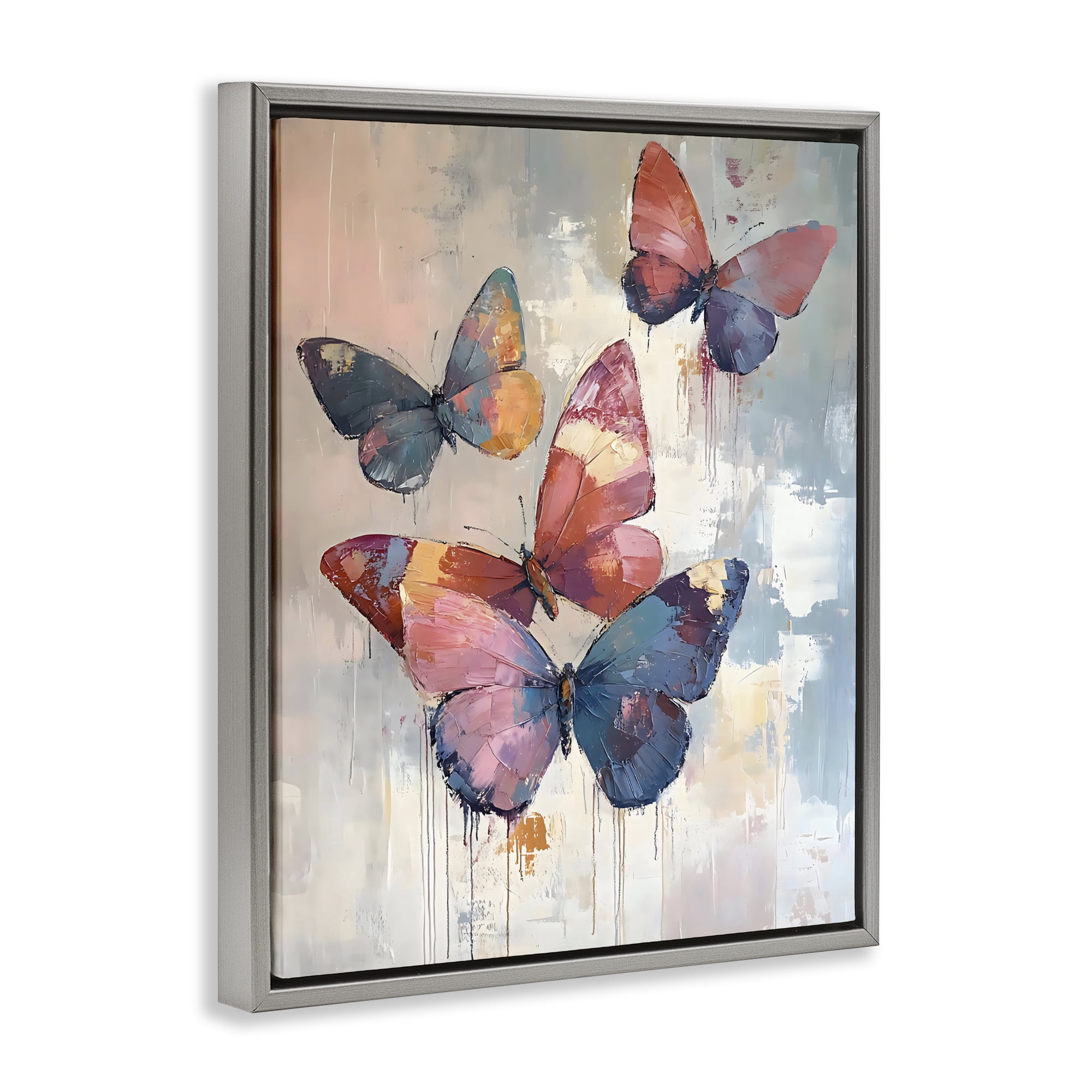 Stupell Industries Butterfly Beauty in Flight Gray Framed Floater Canvas Wall Art, design by Creative Studio