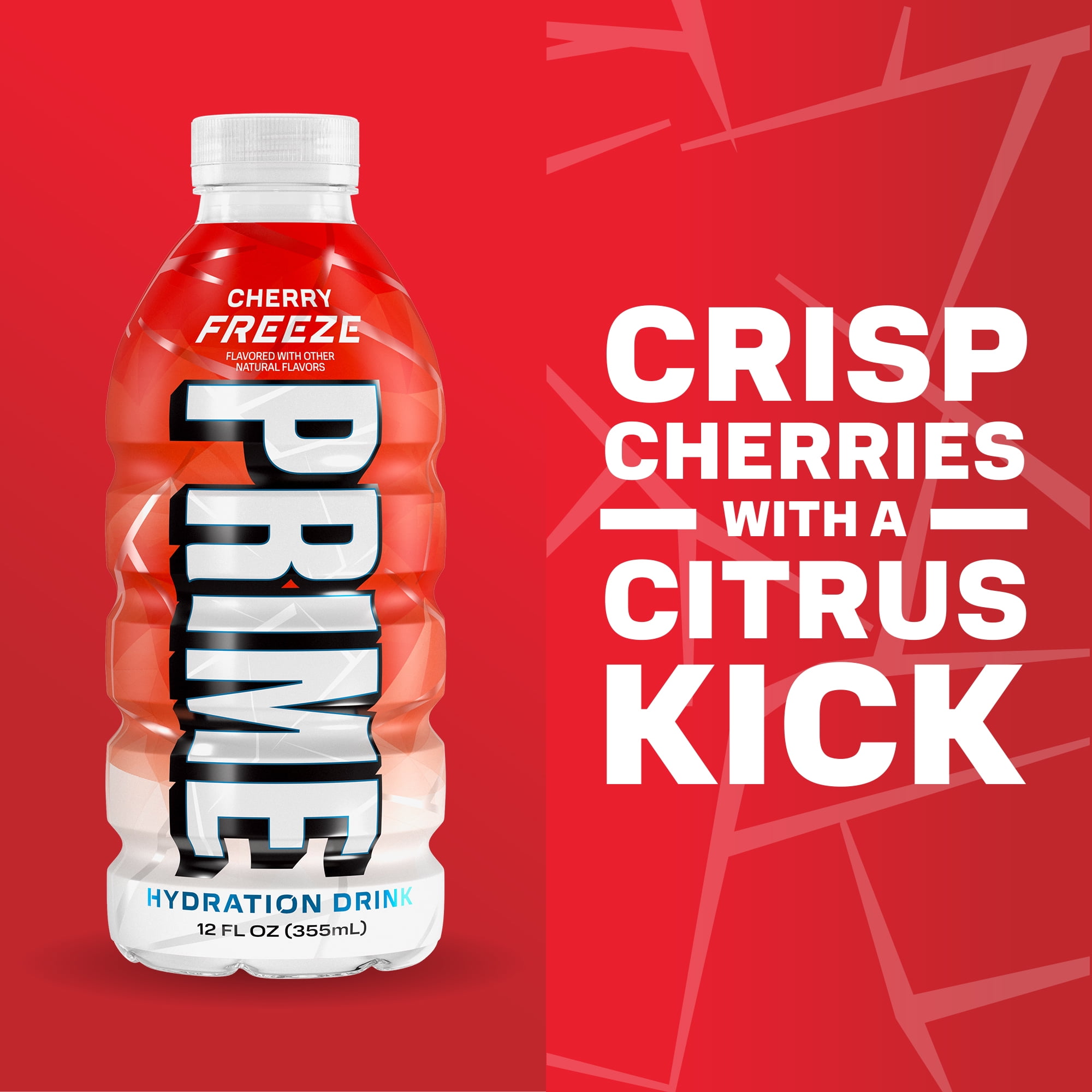 Prime Hydration Sports Drink, Ice Pop, Cherry Freeze, Berry Freeze, 12 fl oz, 15 Pack, Bottles