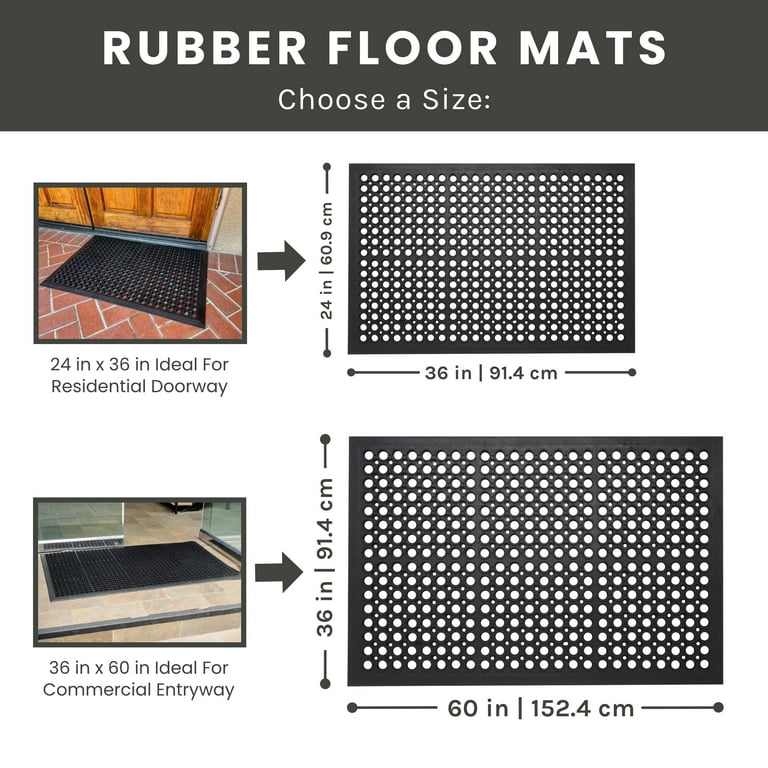 Envelor Anti Fatigue Black 36 in. x 60 in. Rubber Non-Slip Commercial Floor Mat