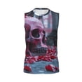 thumbnail image 6 of Lsque Gothic Red Skull Cemetery Print Men's Cotton Blend Sleeveless Muscle Shirts (S-3XL)- Moisture Wicking, Odor Protection, UPF 30+,X-Large, 6 of 8