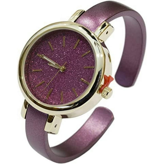 Blekon Collections Japanese Quartz Women's 33mm Case Sparkly Dial Solid Metal Cuff Watch