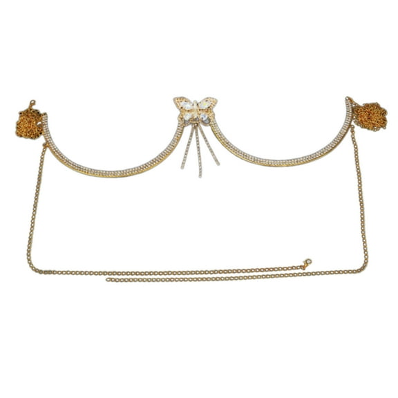 Jesscasday for Butterfly for Rhinestone Chest Bracket Bra Chain Body Jewelry Bikini Underwe